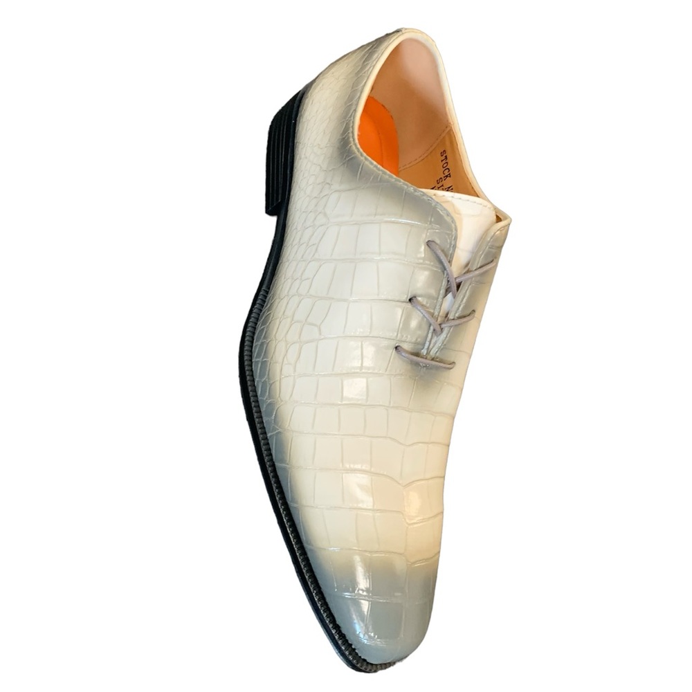 Mens Gray Grey Natural Two tone dress  shoe for men and boys retro design